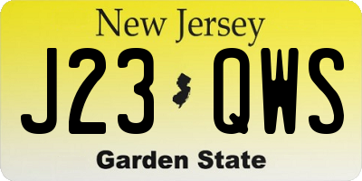 NJ license plate J23QWS
