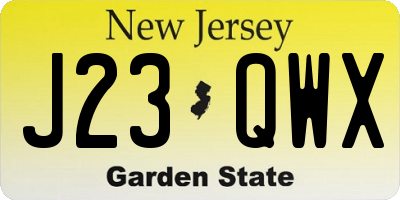 NJ license plate J23QWX