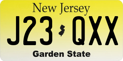 NJ license plate J23QXX