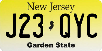 NJ license plate J23QYC