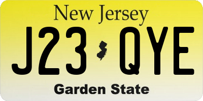 NJ license plate J23QYE