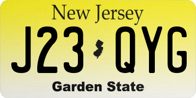 NJ license plate J23QYG