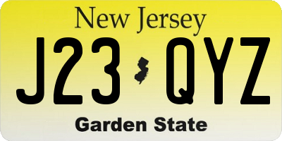 NJ license plate J23QYZ
