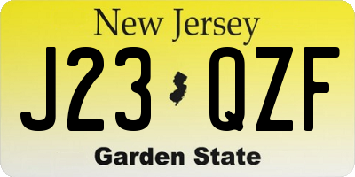 NJ license plate J23QZF