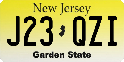 NJ license plate J23QZI