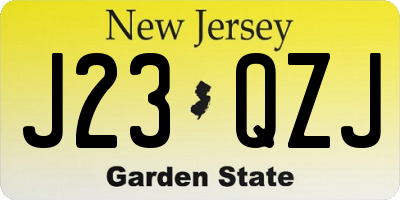 NJ license plate J23QZJ