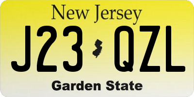 NJ license plate J23QZL