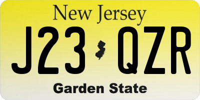 NJ license plate J23QZR