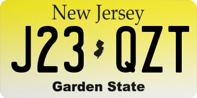 NJ license plate J23QZT