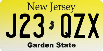 NJ license plate J23QZX