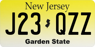 NJ license plate J23QZZ