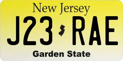 NJ license plate J23RAE