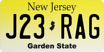 NJ license plate J23RAG