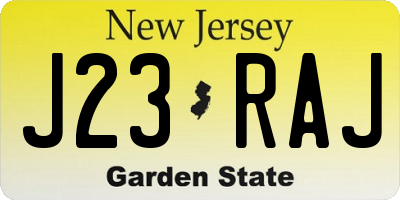 NJ license plate J23RAJ