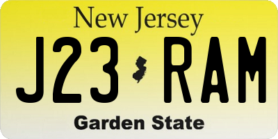 NJ license plate J23RAM