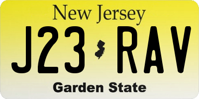 NJ license plate J23RAV