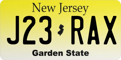 NJ license plate J23RAX