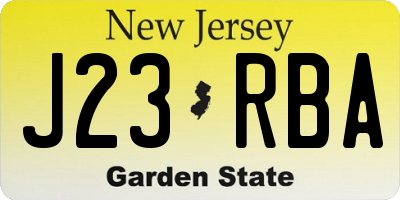 NJ license plate J23RBA