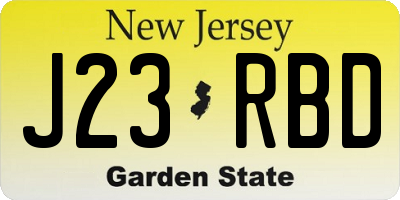 NJ license plate J23RBD