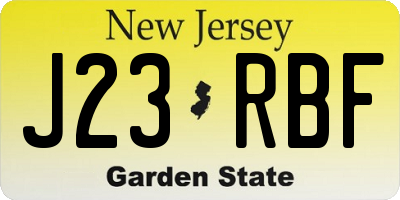 NJ license plate J23RBF
