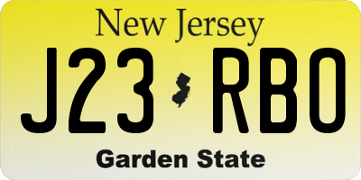 NJ license plate J23RBO