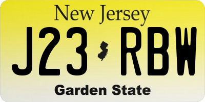 NJ license plate J23RBW