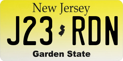 NJ license plate J23RDN