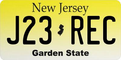 NJ license plate J23REC