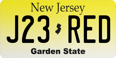 NJ license plate J23RED