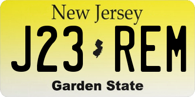 NJ license plate J23REM