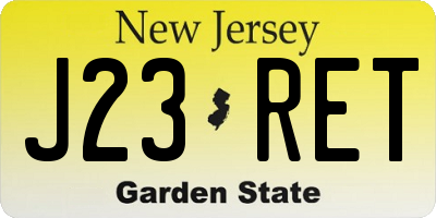 NJ license plate J23RET