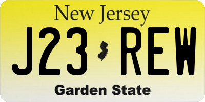 NJ license plate J23REW