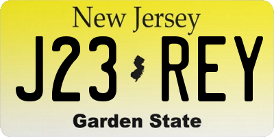 NJ license plate J23REY
