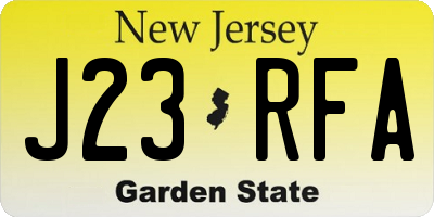 NJ license plate J23RFA