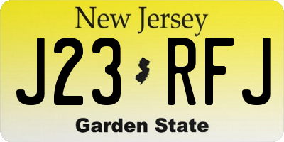 NJ license plate J23RFJ