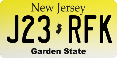 NJ license plate J23RFK