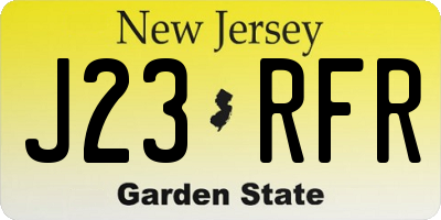 NJ license plate J23RFR