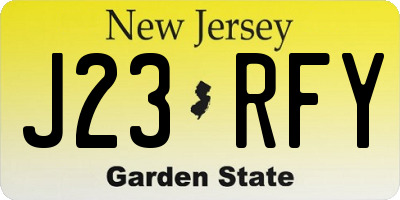 NJ license plate J23RFY