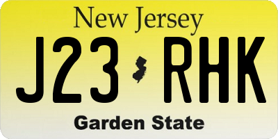 NJ license plate J23RHK