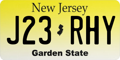NJ license plate J23RHY