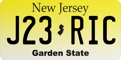 NJ license plate J23RIC