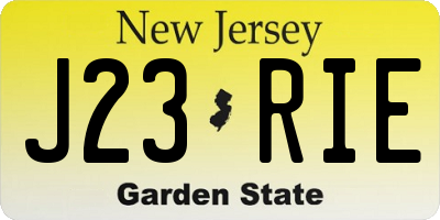 NJ license plate J23RIE
