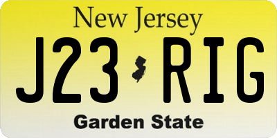NJ license plate J23RIG