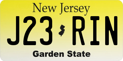 NJ license plate J23RIN