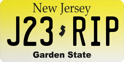 NJ license plate J23RIP