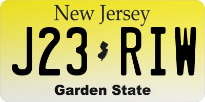 NJ license plate J23RIW