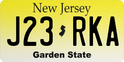 NJ license plate J23RKA