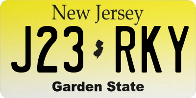 NJ license plate J23RKY