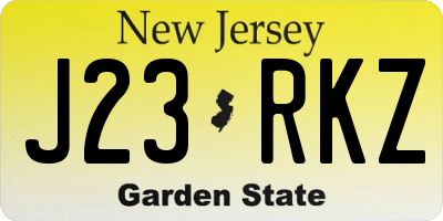 NJ license plate J23RKZ