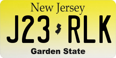 NJ license plate J23RLK